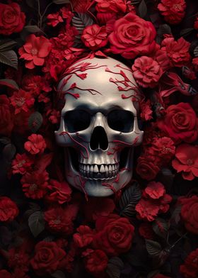 Red roses Skull