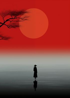 Red Japanese Landscape