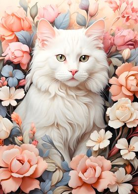 Pastel Floral Cat