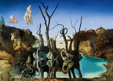 DALI SWANS AND ELEPHANTS