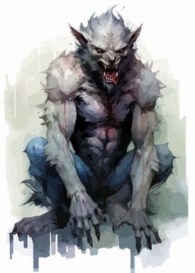 Cool Werewolf Watercolor