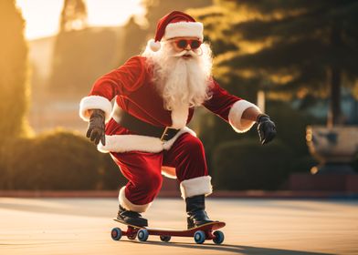 Santa on a skateboard
