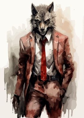 Werewolf Tuxedo Watercolor