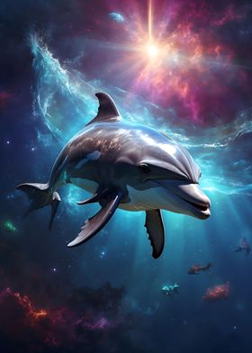 Funny Dolphin in Space