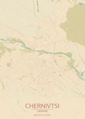 Chernivtsi UA Vintage Map