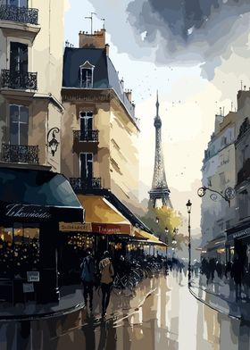 Paris France Watercolor