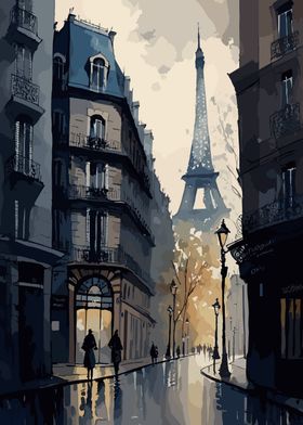 Paris Watercolor Painting