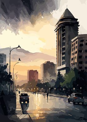 Tirana Watercolor Painting