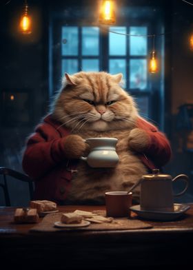 Funny Fat Cat Coffee Drink