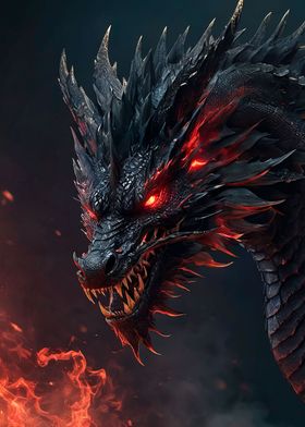 fire angry black dragon 