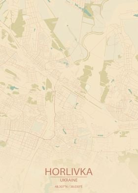 Horlivka UA Vintage Map