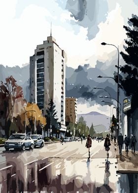 Tirana Watercolor City