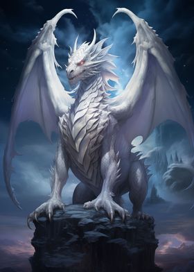 White dragon with red eyes