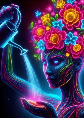 Women Flower Neon