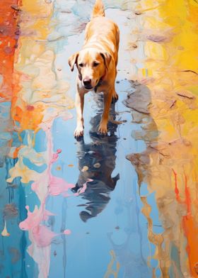 Dog Walking in Paint