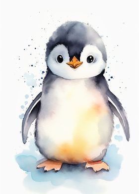Penguin Watercolor Birds