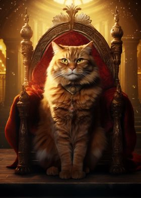 Queen Orange Cat Throne