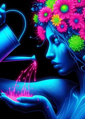 Women Flower Neon