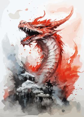 Magical Dragon Watercolor