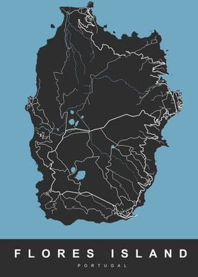 MAP FLORES ISLAND PORTUGAL