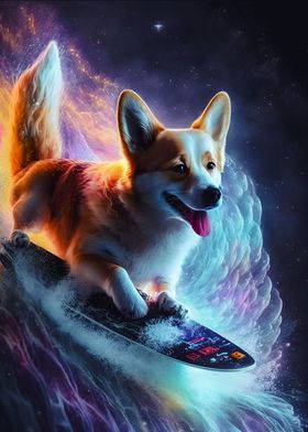Amazing Dog Surfing Cosmic