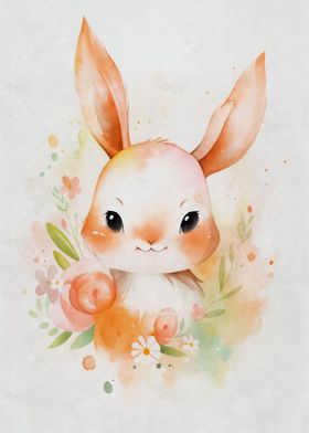 Cute bunny with flowers