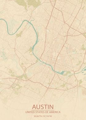 Austin Texas Vintage Map