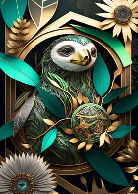 abstract flowers sloth