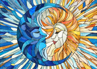 Sun and Moon Mosaic Art