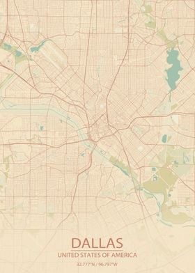 Dallas Texas Vintage Map