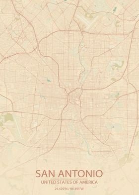 San Antonio US Vintage Map