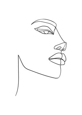 Woman face single line art