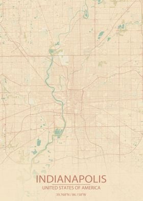 Indianapolis Vintage Map