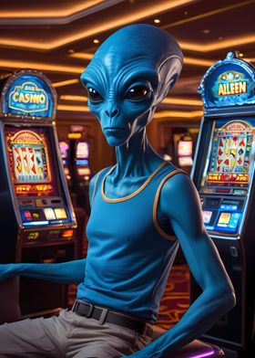 Blue Alien at the Casino