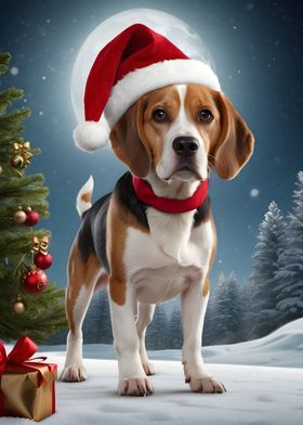 Xmas with beagle dog