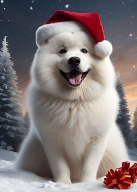 Samoyed dogs santa