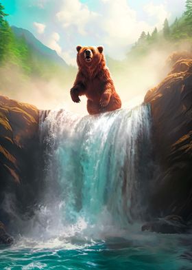 Bear Jumping Waterfall