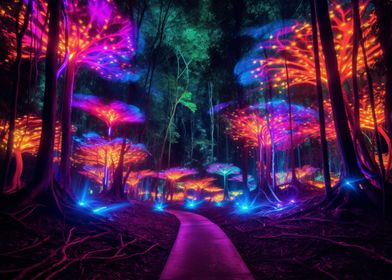 Neon Psychedelic Trees