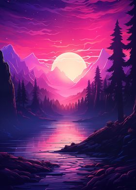 Synthwave Mountainscape