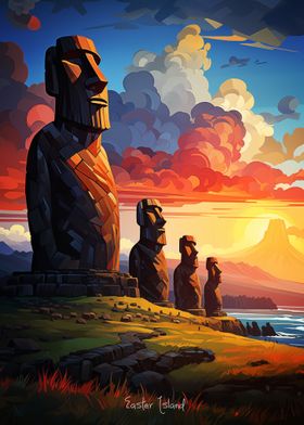 EASTER ISLAND Oil Painting