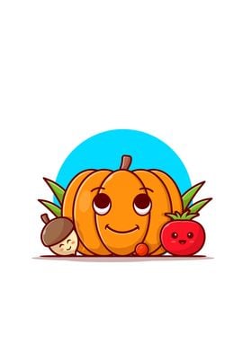 Happy Cute Pumpkin Cartoon