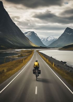 Cyclist Landscape Mountain