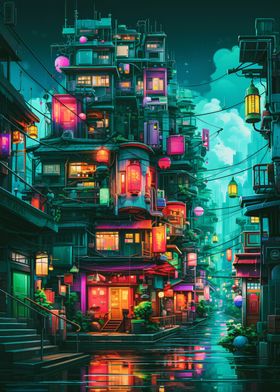 Colorful Light City Night
