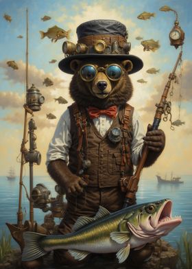 Steampunk Bear Fishing