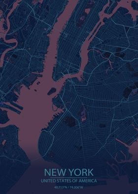 New York Blue Purple Map