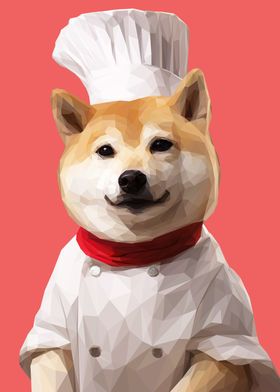 Shiba Inu Chef Lowpoly Art