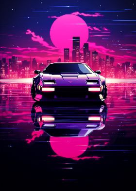 Synthwave Car Pixel Art