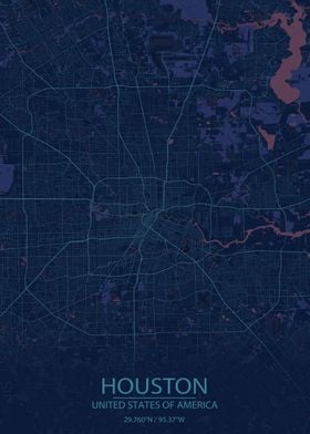 Houston US Blue Purple Map