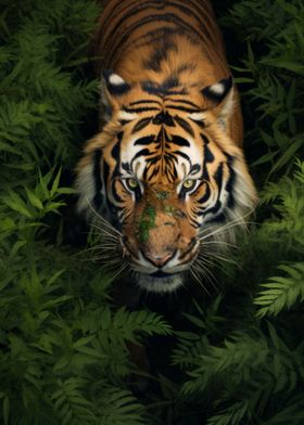 Tiger Walking in Grass