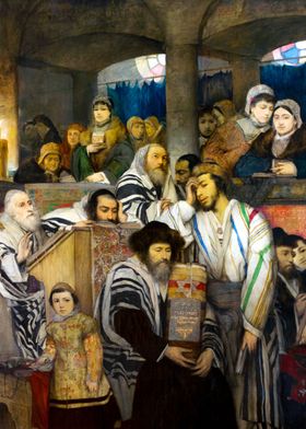 Jews Praying in Synagogue